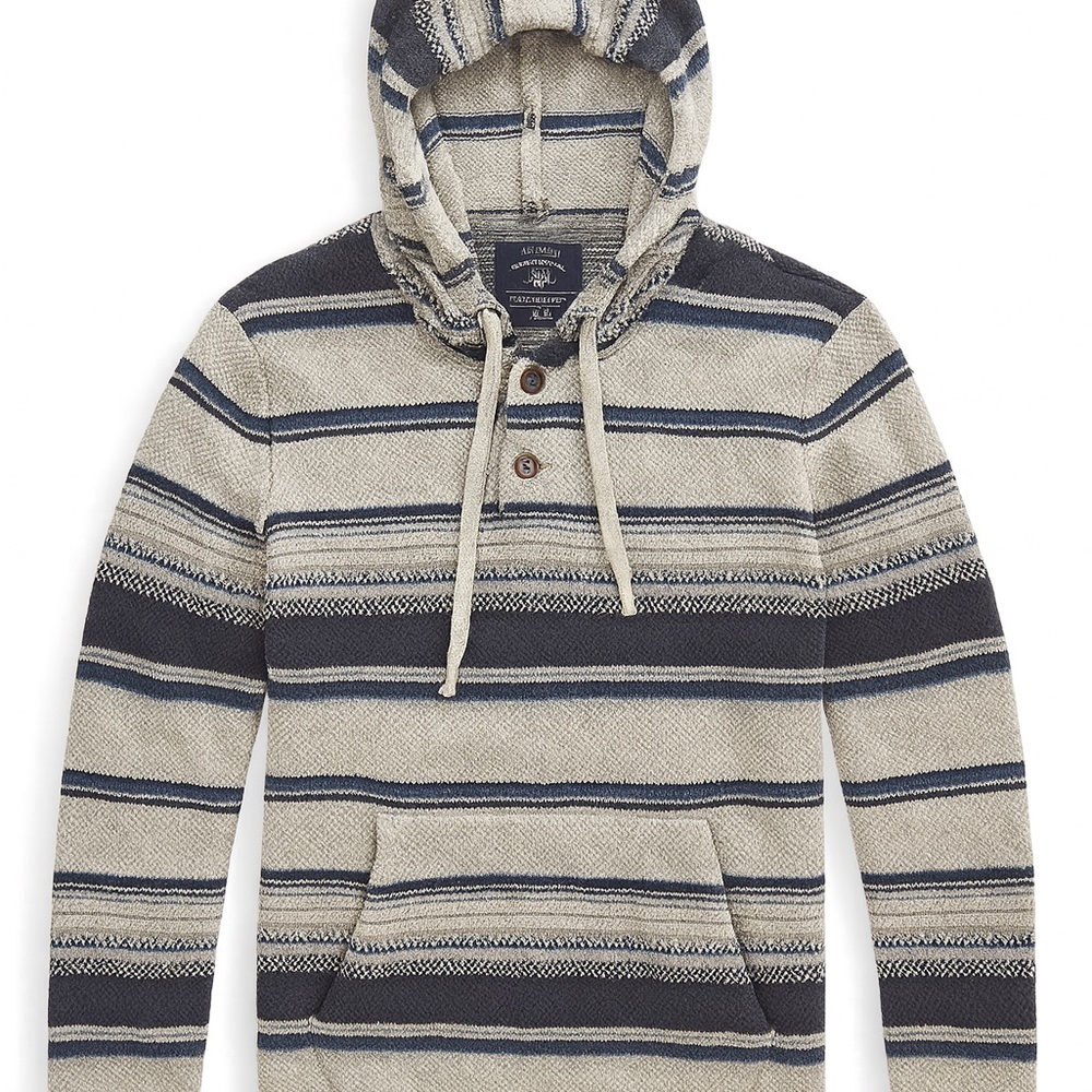 American Eagle Outfitters Beige and Navy Striped Hoodie